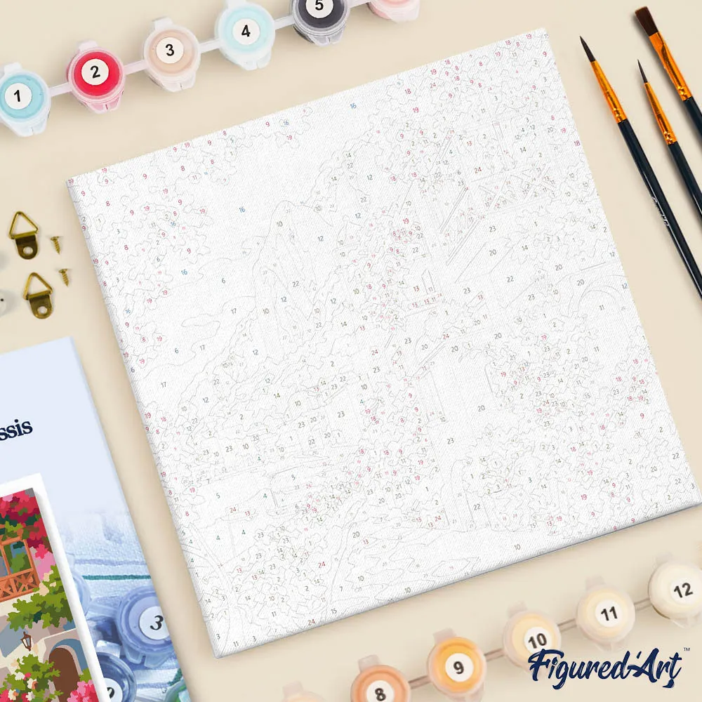 Figured'Art Bloemenlaan van Capri mini schilderen op nummer 20x20 cm frame Italië