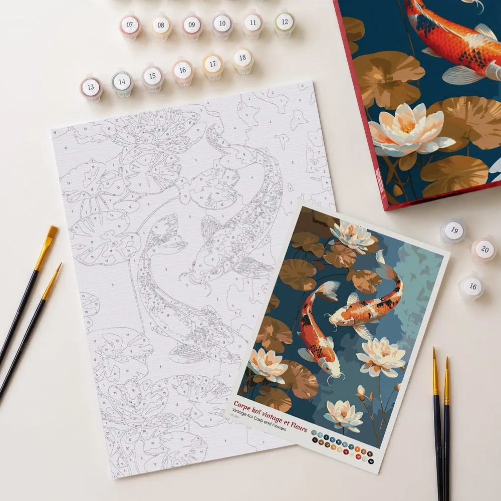 Figured'Art Vintage Koi Karper Bloemen schilderen op nummer cadeauset