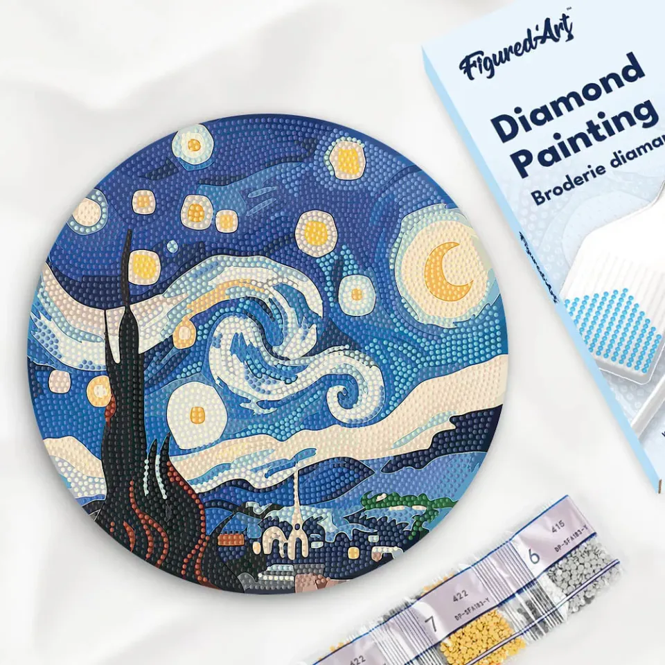 Figured'Art Sterrennacht diamond painting op hout 30 cm Van Gogh