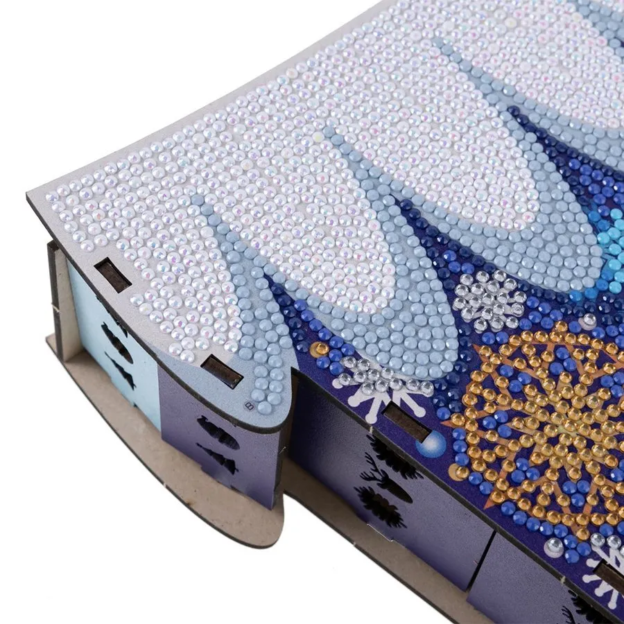 Craft Buddy Crystal Art Snowy kerstsok houder MDF blauw