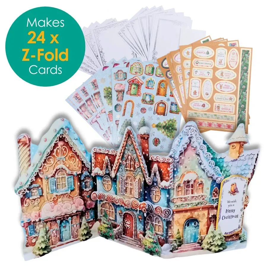 Craft Buddy Christmas Gingerbread House kaarten knutselset 24 stuks