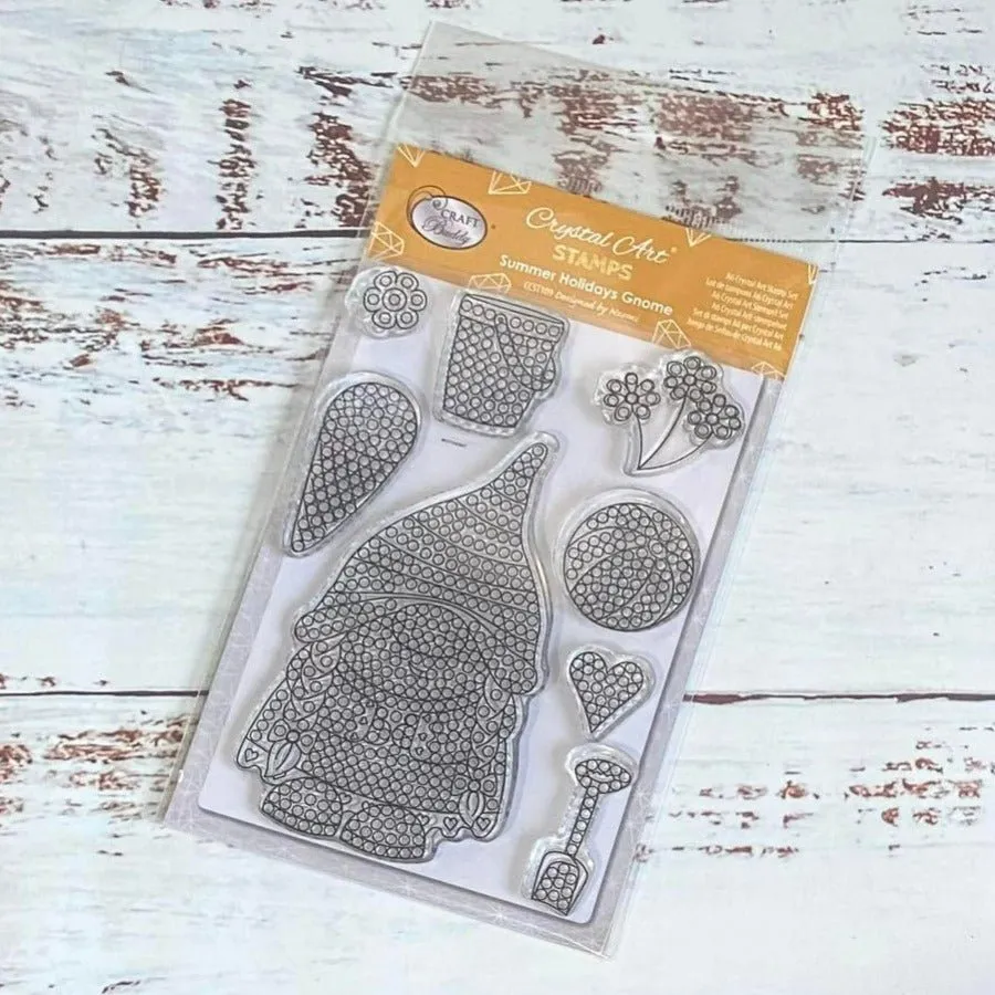Craft Buddy Crystal Art Summer Holidays Gnome stempelset 8 stuks