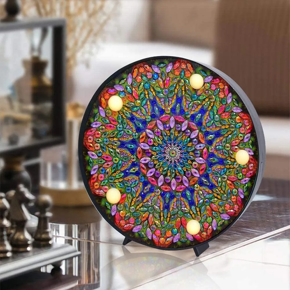Figured'Art Groene Mandala LED diamond painting lamp 15cm