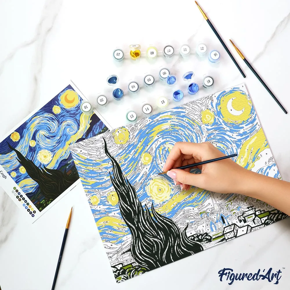 Figured'Art Sterrennacht Schilderen op Nummers Cadeauset van Gogh