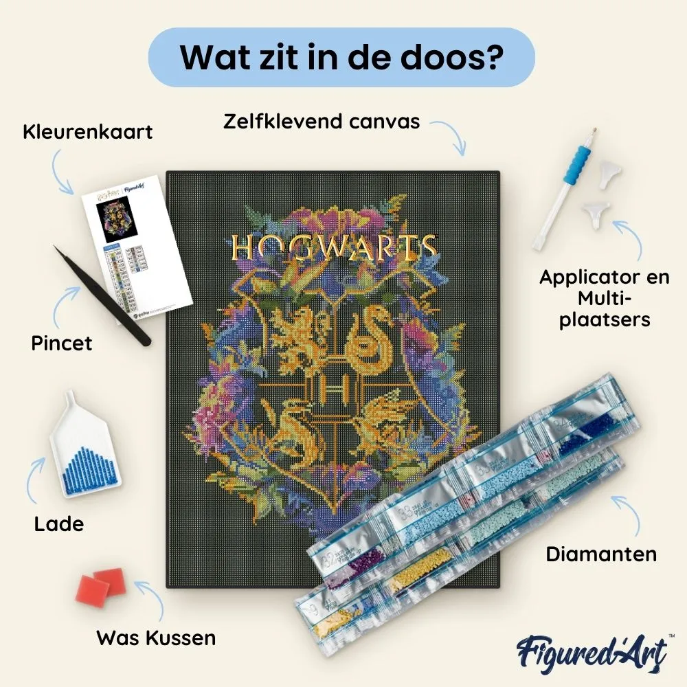 Figured'Art Bloemenwapen Hogwarts diamond painting 40x50cm