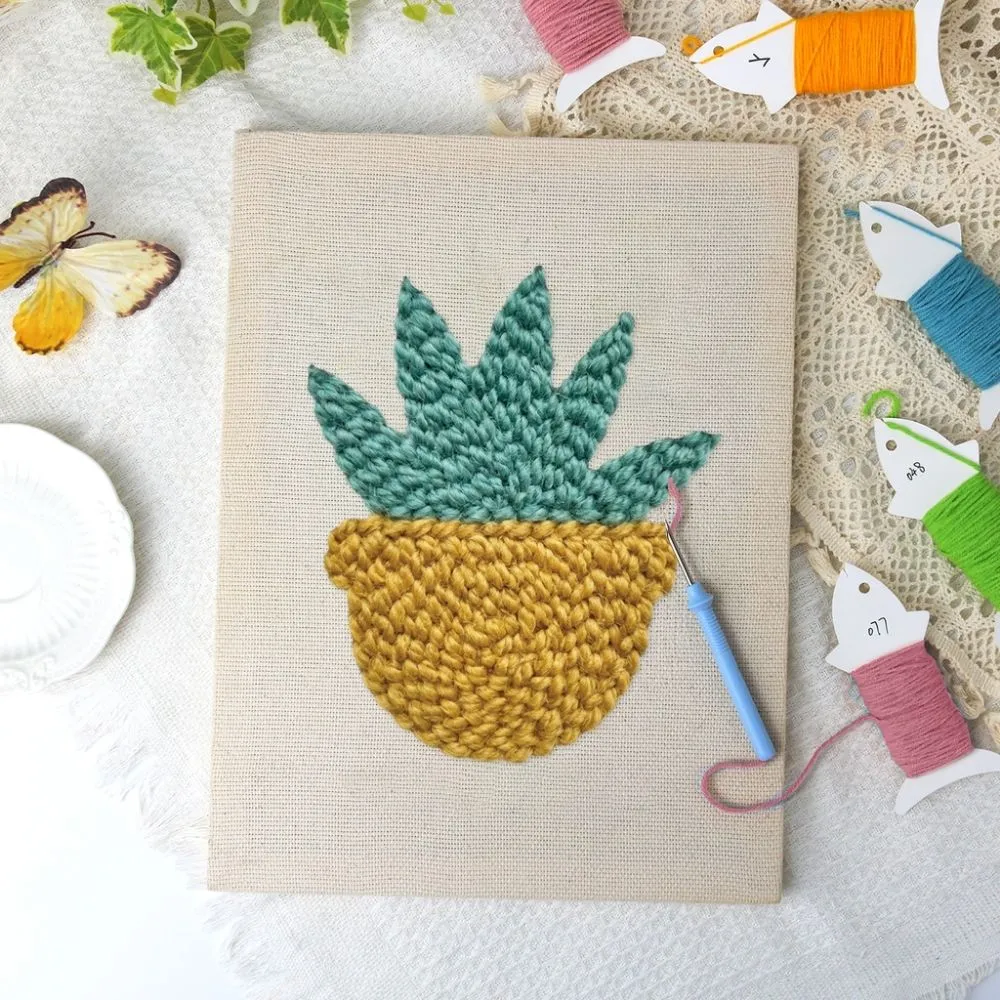 Figured'Art Zongekuste Vetplant punch needle pakket 20x30cm katoen