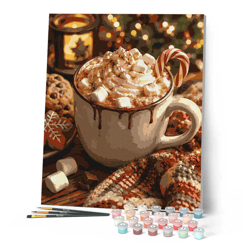Figured'Art Warme Chocolademelk Kerst schilderen op nummer 40x50 cm winter