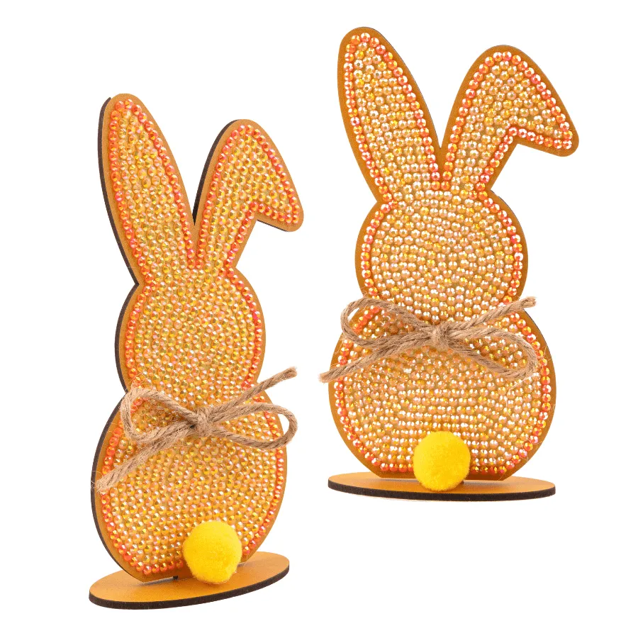 Craft Buddy Crystal Art Easter Rabbits houten kit set van 4 pastel