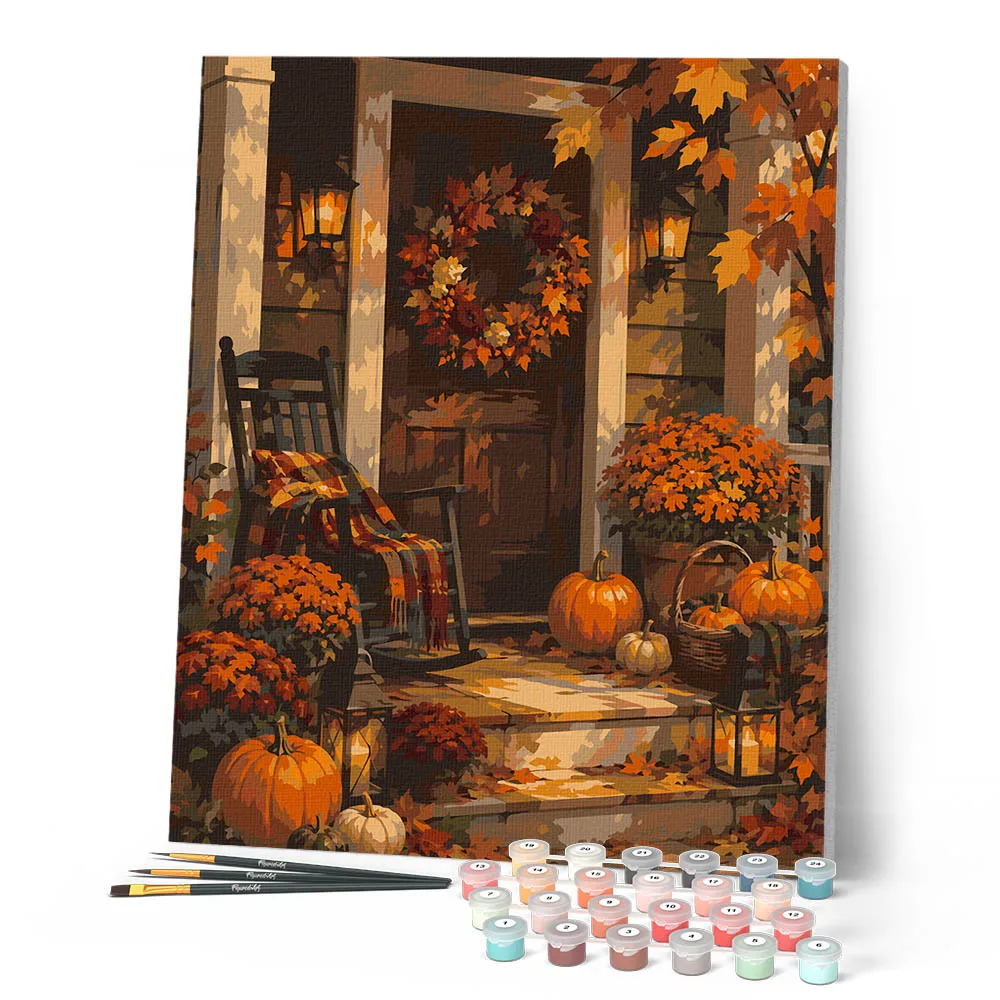 Figured'Art Gezellige Herfstveranda schilderen op nummer 40x50 cm herfst