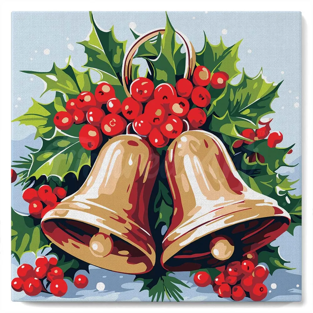 Figured'Art Kerstklokken schilderen op nummer mini 20x20 cm