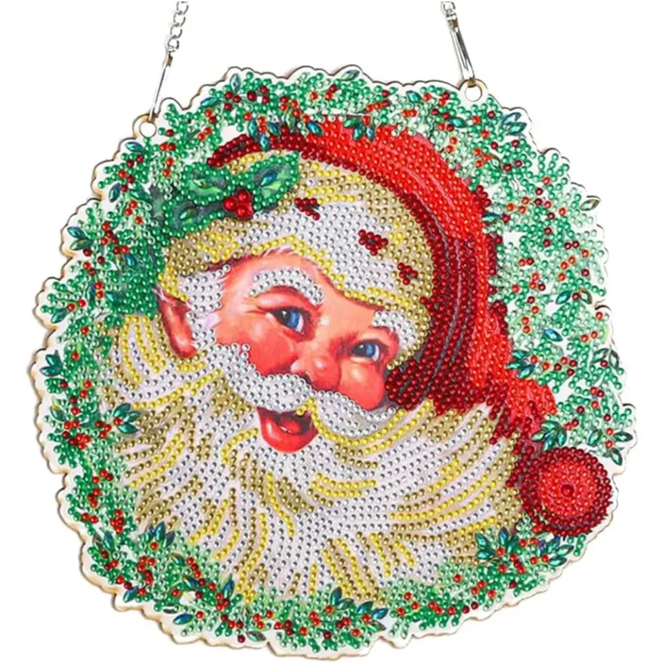 Figured'Art Diamond Painting Deurhanger Kerstman 30x30 cm Acryl