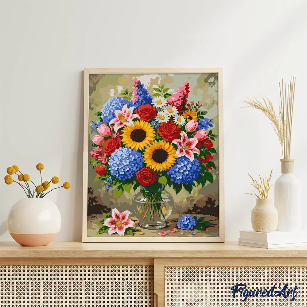 Figured'Art Elegant boeket 1 schilderen op nummer 40x50cm bloemen