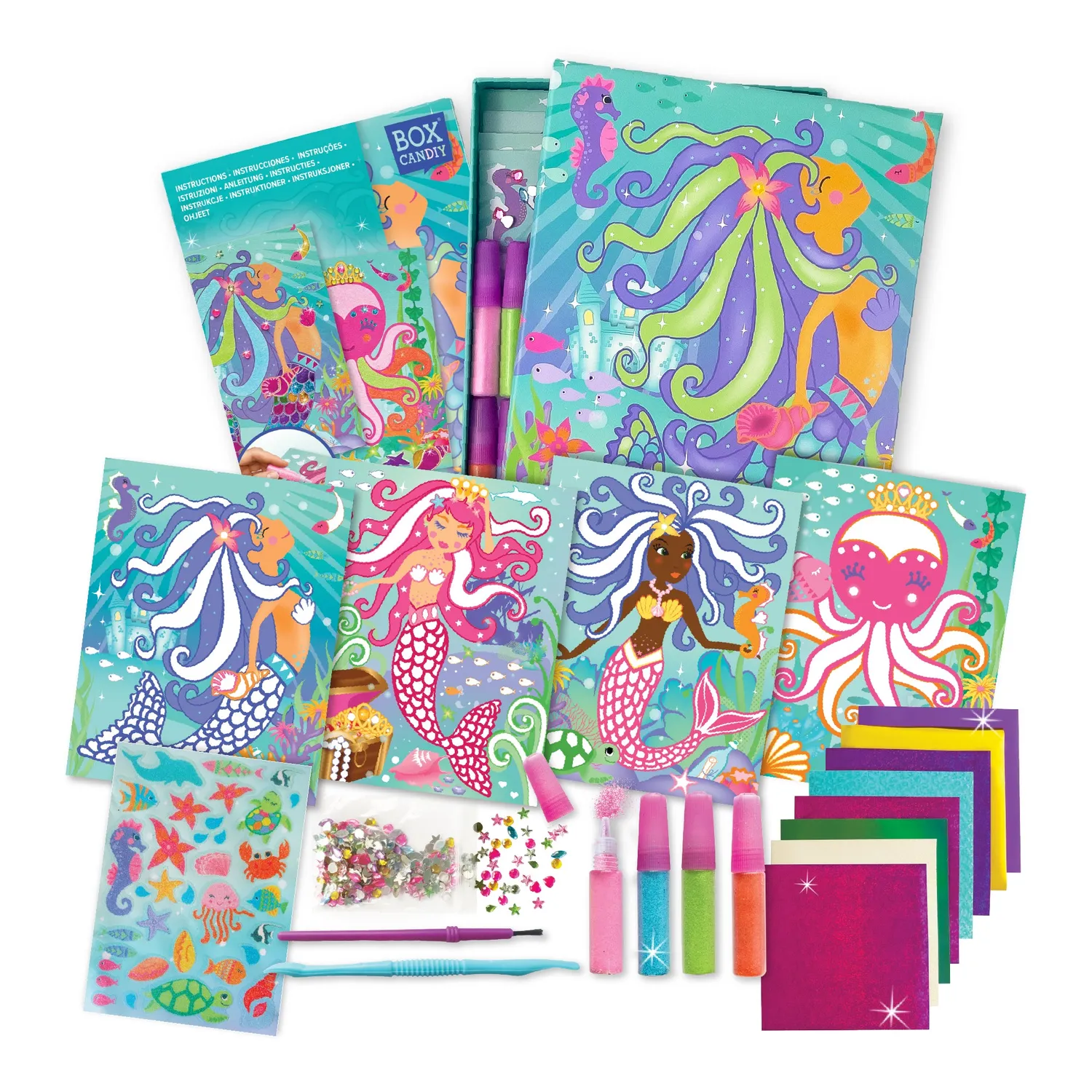 Box Candiy Mermaids Sand Foil Art knutselset 4 kaarten
