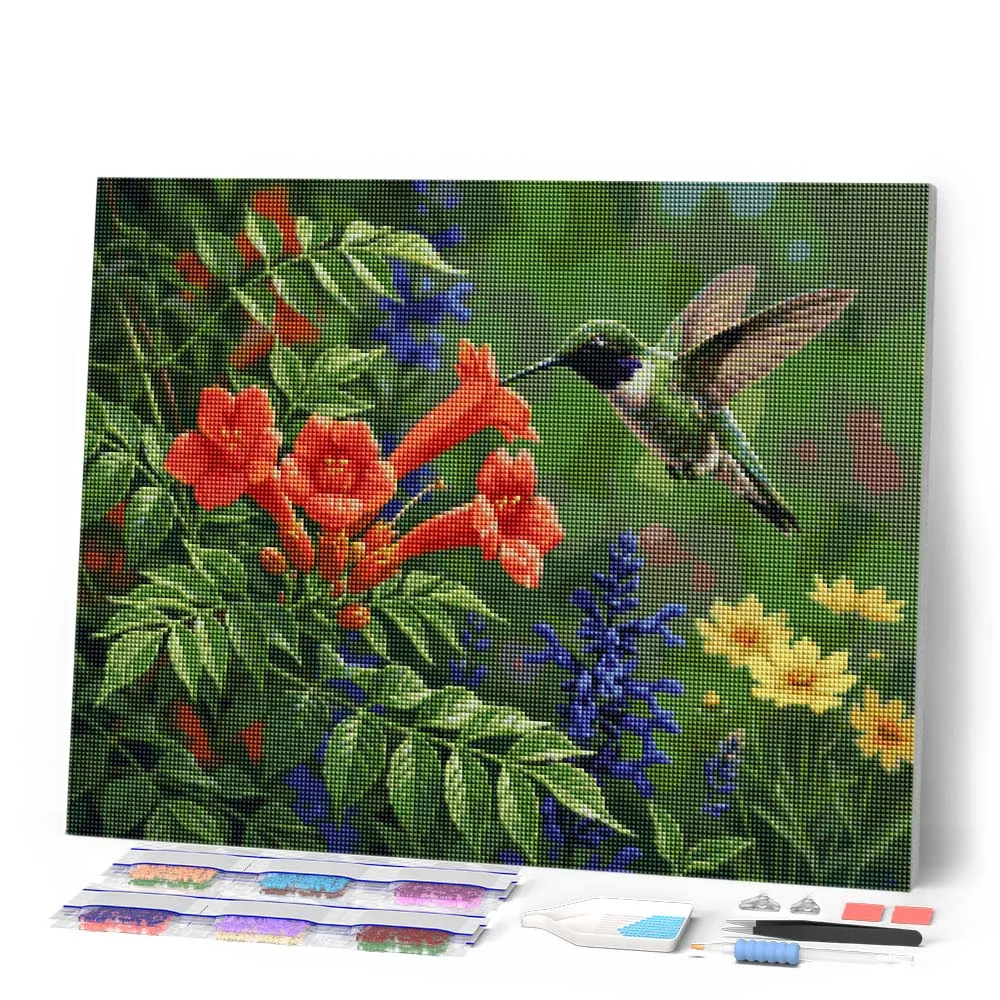 Figured'Art Kolibrieparadijs diamond painting 40x50 cm bloemen