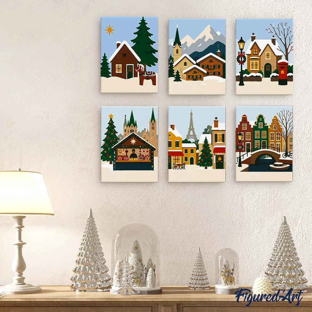 Figured'Art Kerst in Europa mini schilderen op nummer 6 stuks