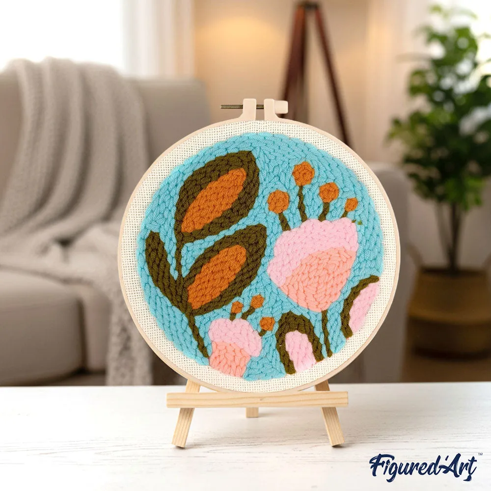 Figured'Art Wilde Bloemen punch needle pakket 20x20 cm wol