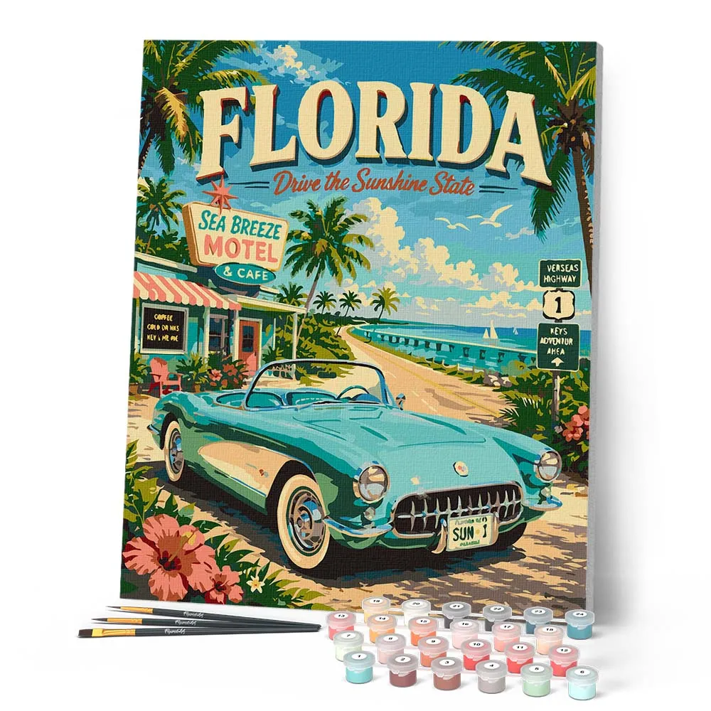 Figured'Art Florida Drive Sunshine schilderen op nummer 40x50 cm