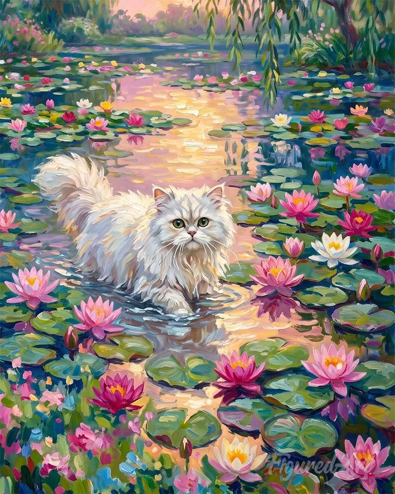 Figured'Art Lotuskat schilderen op nummer 40x50 cm kat