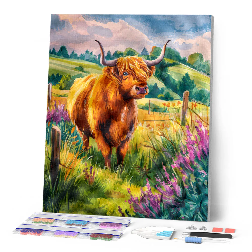 Figured'Art Diamond Painting Schotse Hooglander 40x50 cm vierkant