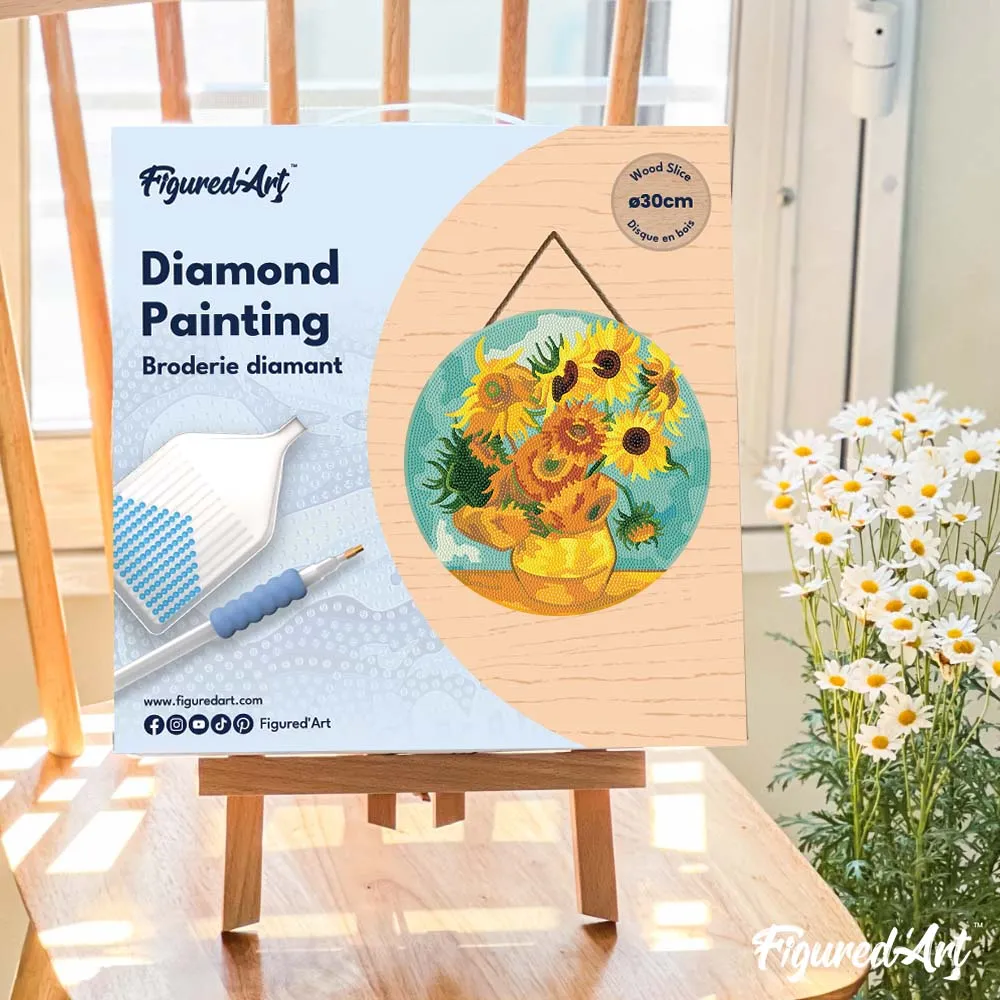 Figured'Art Van Gogh Zonnebloemen diamond painting hout 30cm