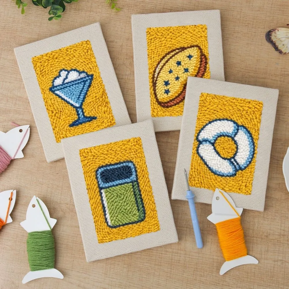 Figured'Art Heerlijke Snacks punch needle set 15x20cm 4 stuks frames