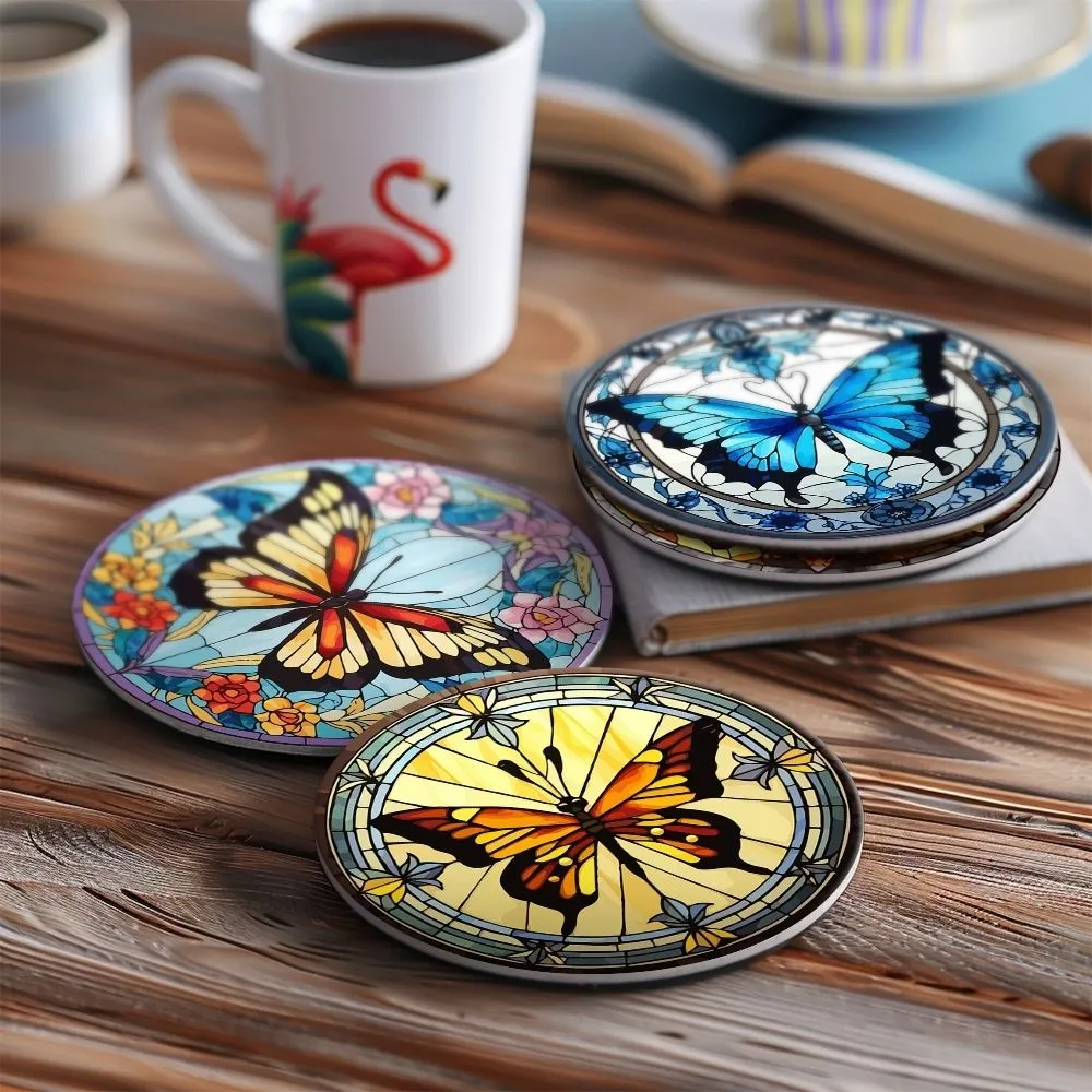 Figured'Art Vibrerende Vleugels schilderen op nummer onderzetters 10 cm 4 stuks