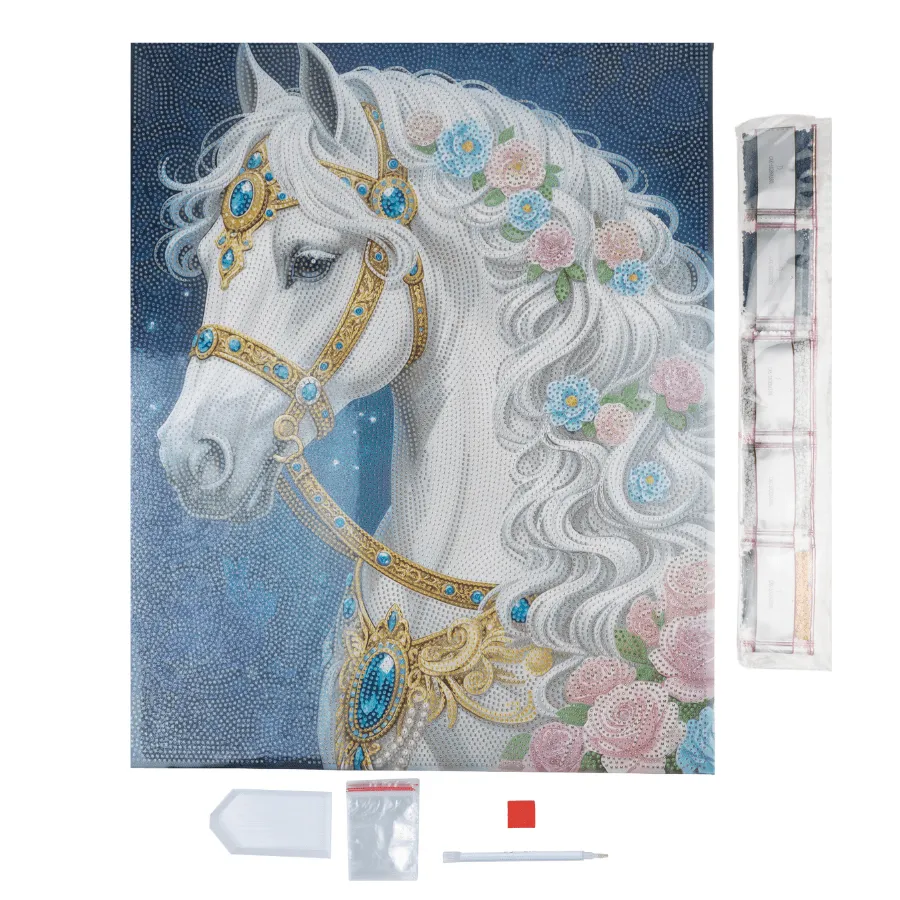 Craft Buddy Crystal Art White Horse diamond painting 40x50cm volledig
