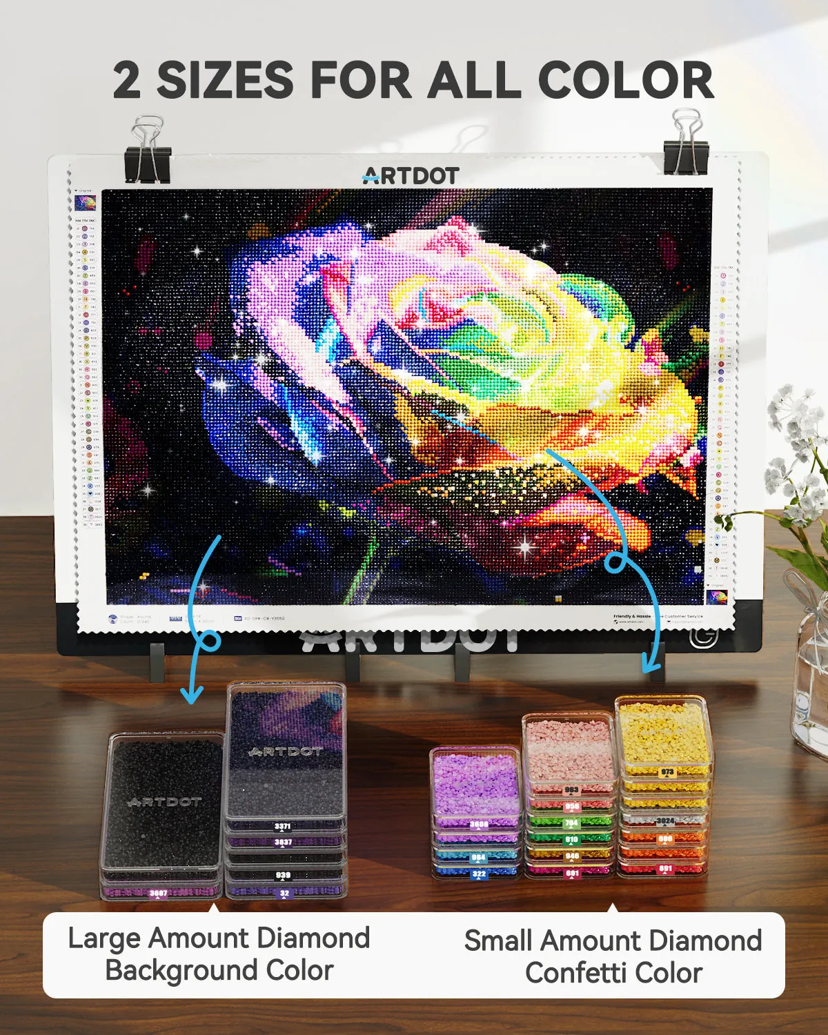 ARTDOT diamond painting bakjes 15 stuks met deksel en stickers