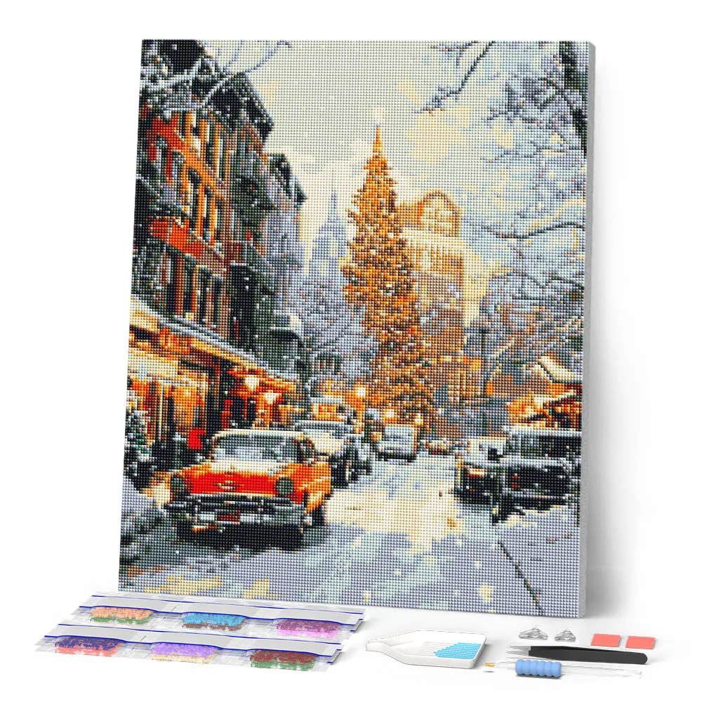 Figured'Art Winterstraat in New York diamond painting 40x50 cm winter