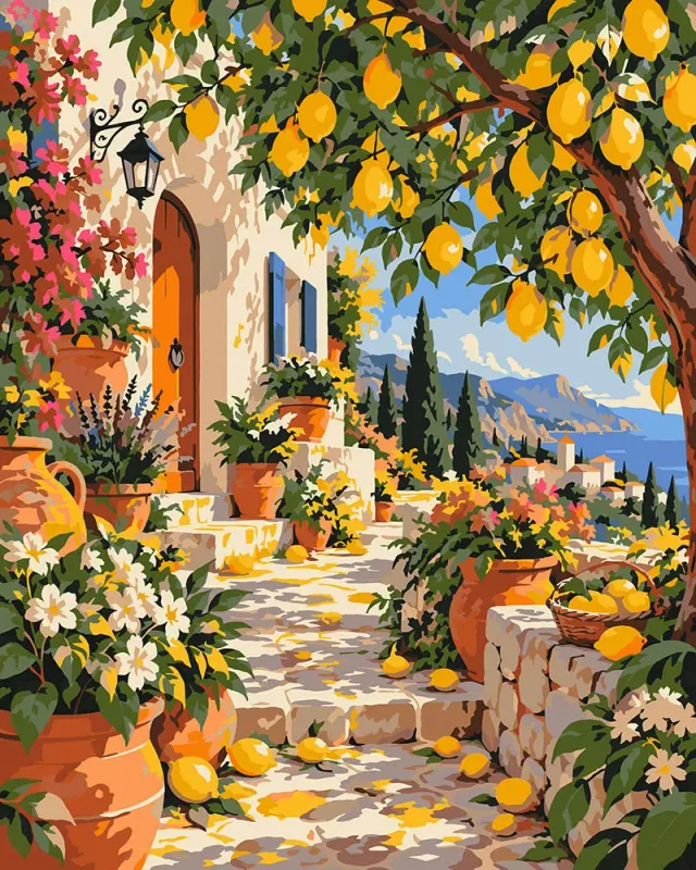 Figured'Art Citroenboomlaan schilderen op nummer 40x50 cm mediterraan