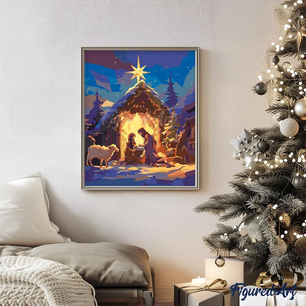 Figured'Art Stille Nacht schilderen op nummer 40x50cm eenvoudig