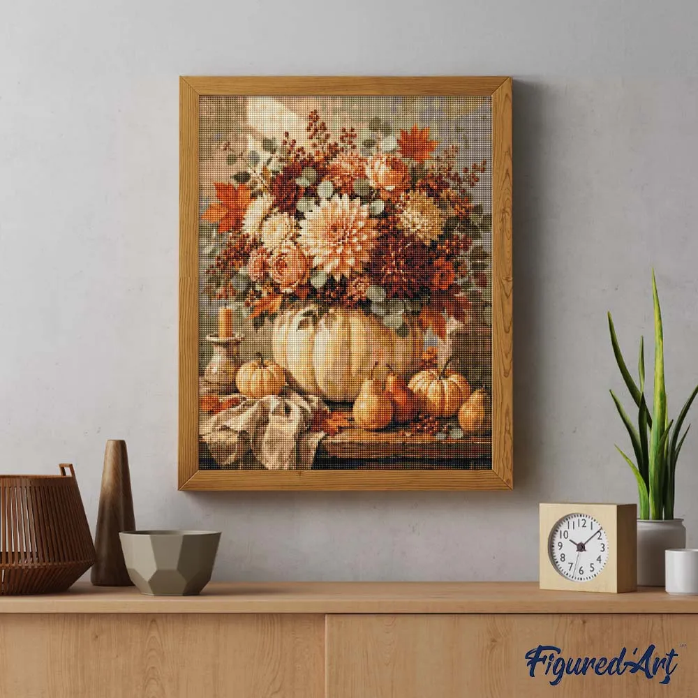 Figured'Art Bloemrijk Pompoentafelstuk diamond painting herfst