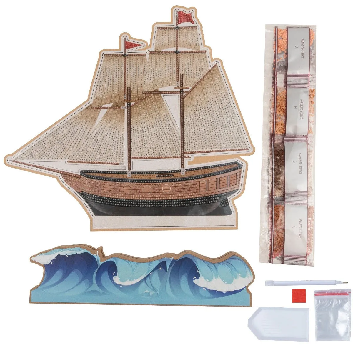 Craft Buddy Crystal Art Ship at Sea houten decoratie 31 cm tweezijdig