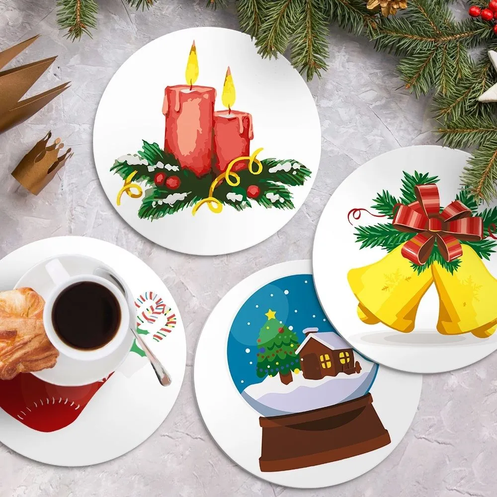 Figured'Art Klassiek Kerstplezier placemats schilderen 20cm 4 stuks