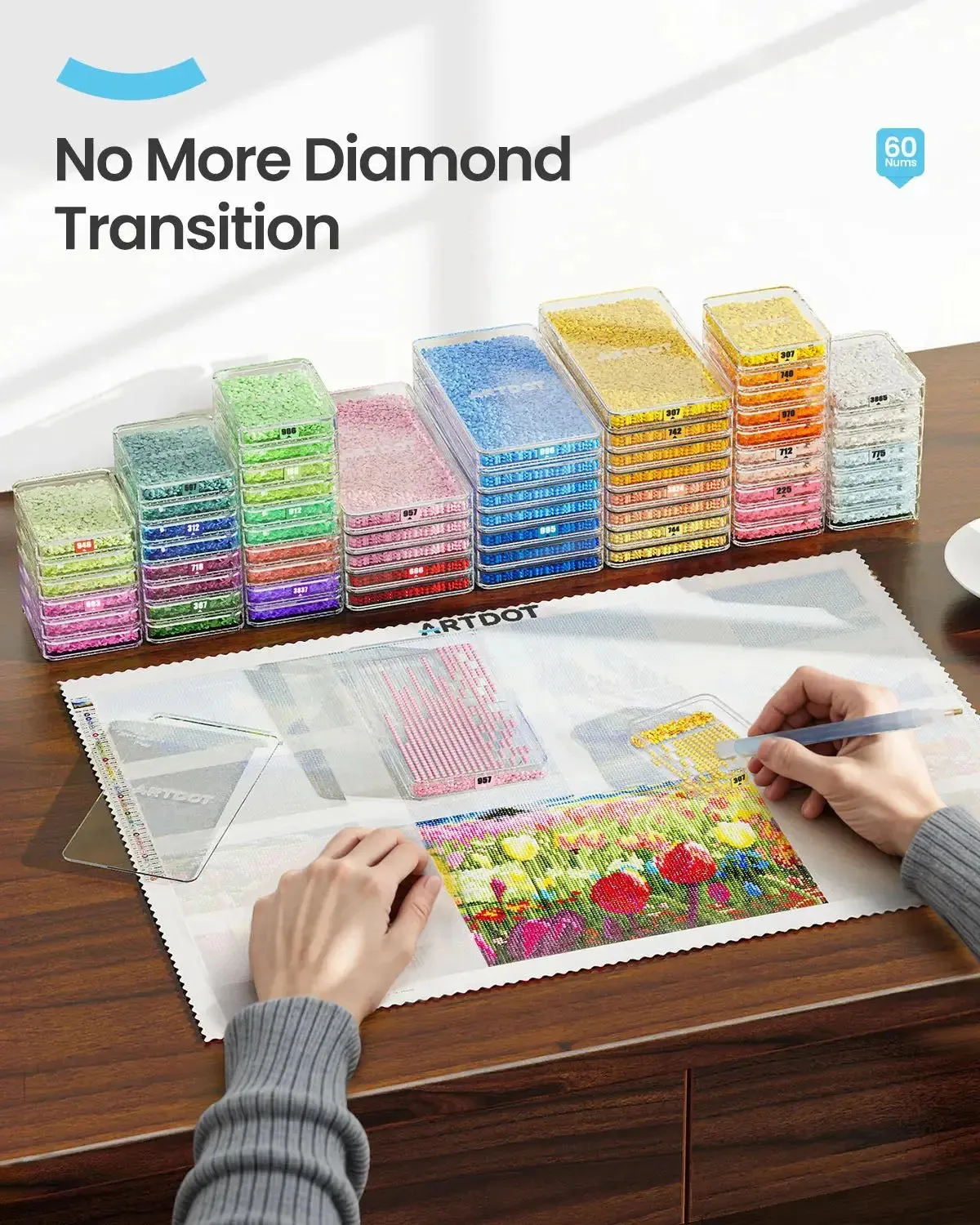 ARTDOT diamond painting opbergbakjes 60 stuks met deksel stapelbaar