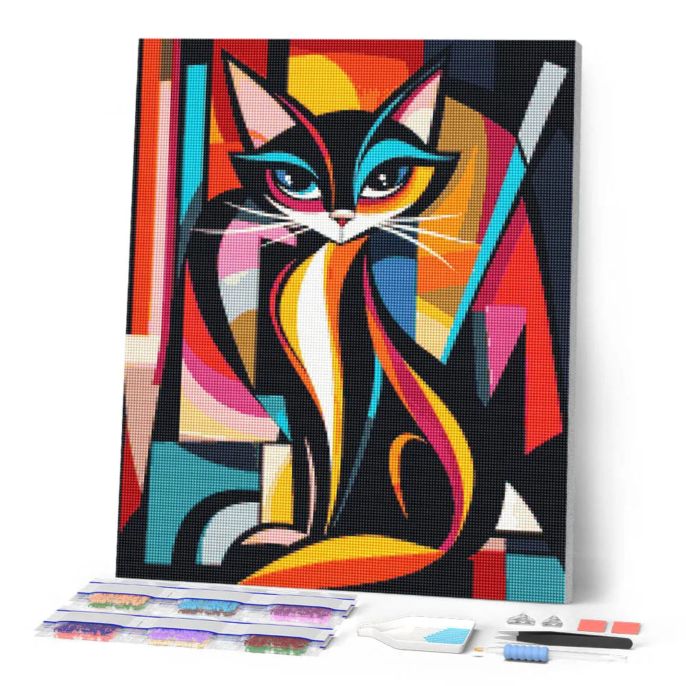 Figured'Art Gedurfd Abstract Kat diamond painting 40x50 cm