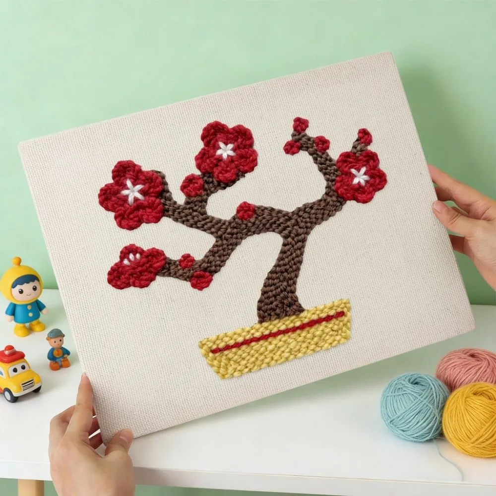 Figured'Art Punch Needle Kersenbloesem Bonsai 20x30 cm frame