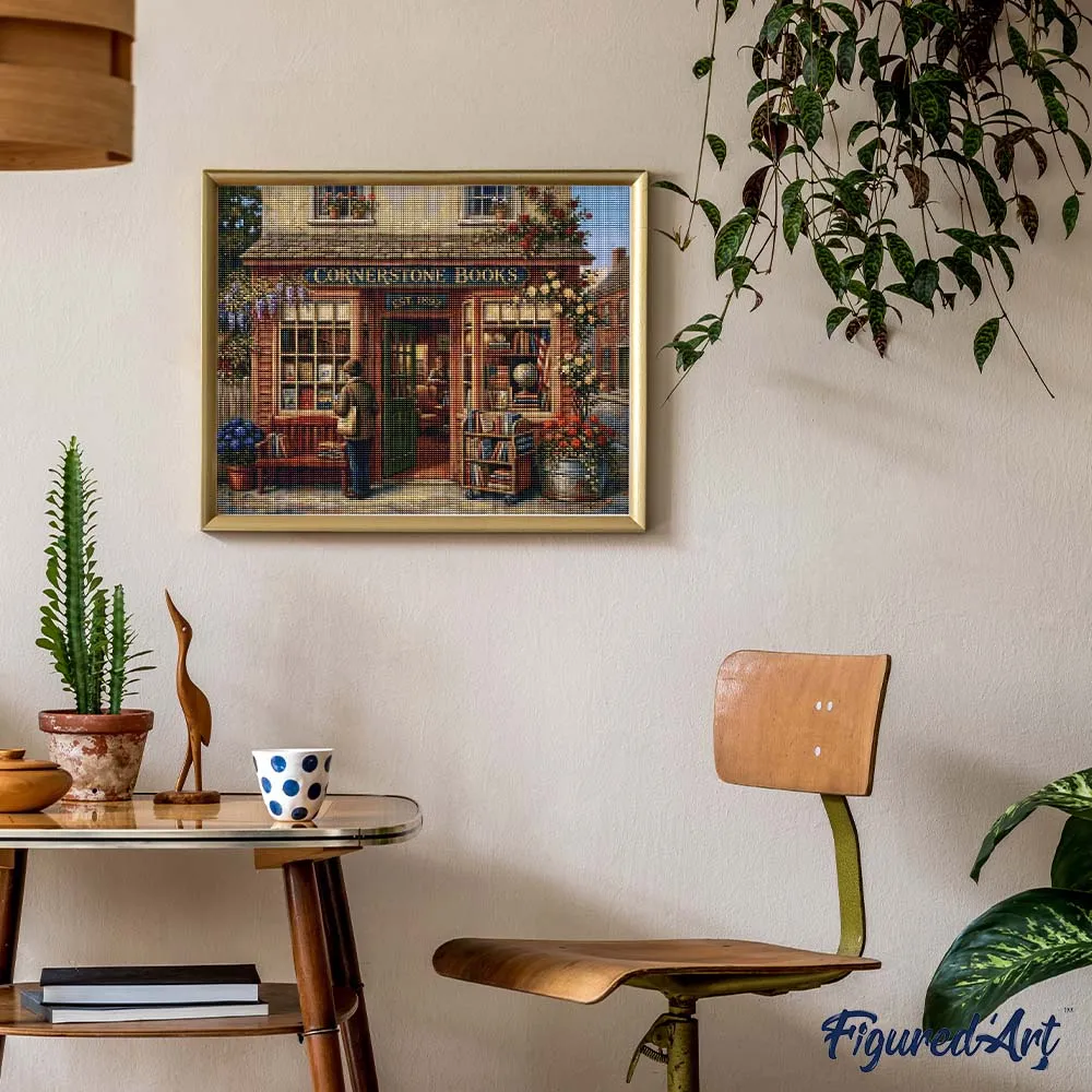 Figured'Art Een toevluchtsoord voor lezers diamond painting 40x50 cm vierkant