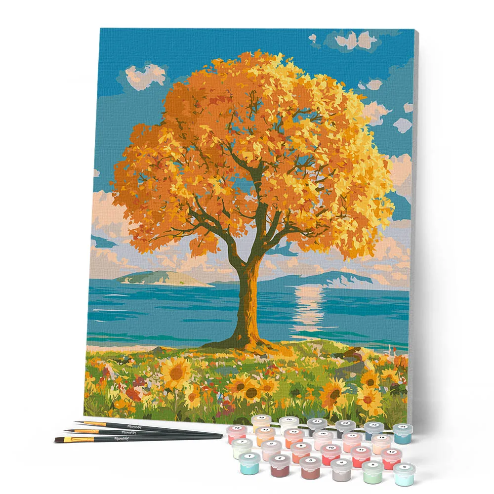 Figured'Art Schilderen op Nummer Herfst aan zee 40x50 cm herfstlandschap