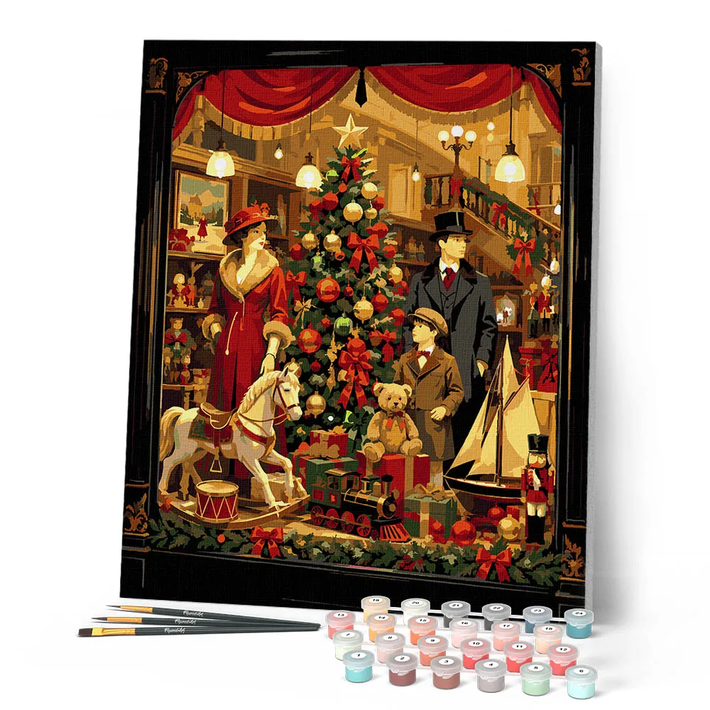 Figured'Art Kerstspeelgoedwinkel schilderen op nummer 40x50