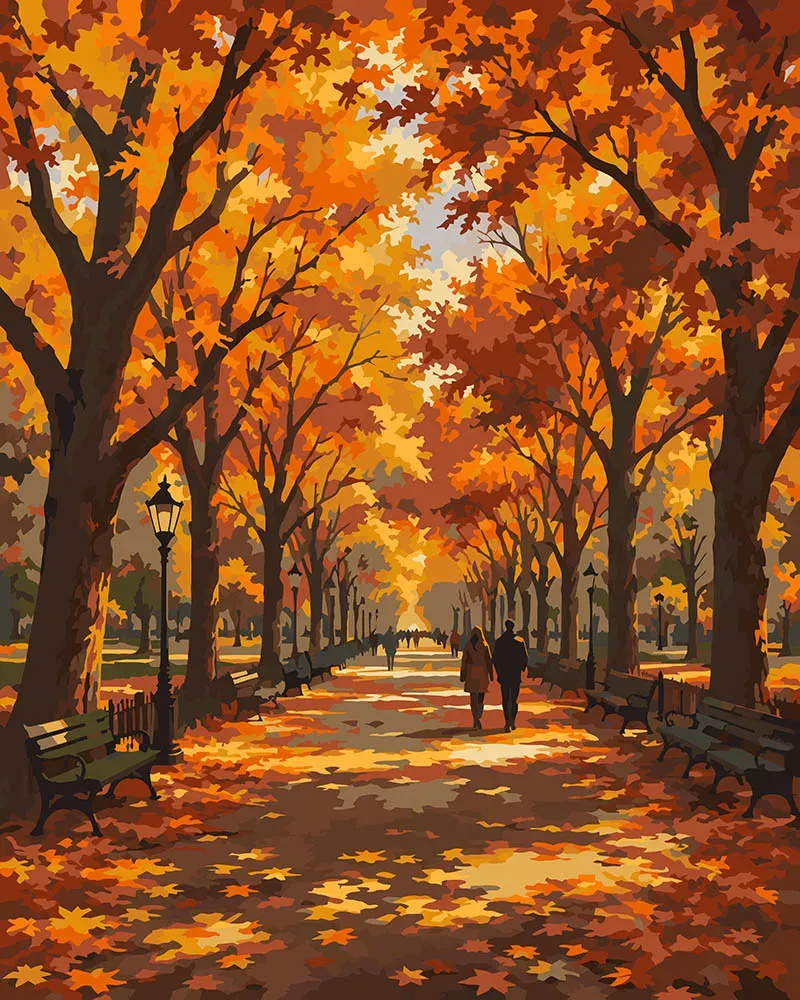 Figured'Art Literaire Wandeling in Central Park schilderen op nummer herfst