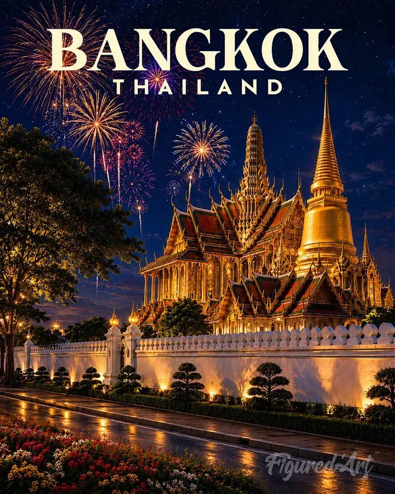 Figured'Art Reisposter Bangkok schilderen op nummer 40x50cm gemiddeld