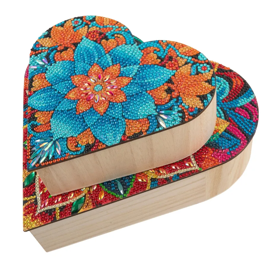 Craft Buddy Crystal Art Hart opbergdoosjes hout 2 stuks