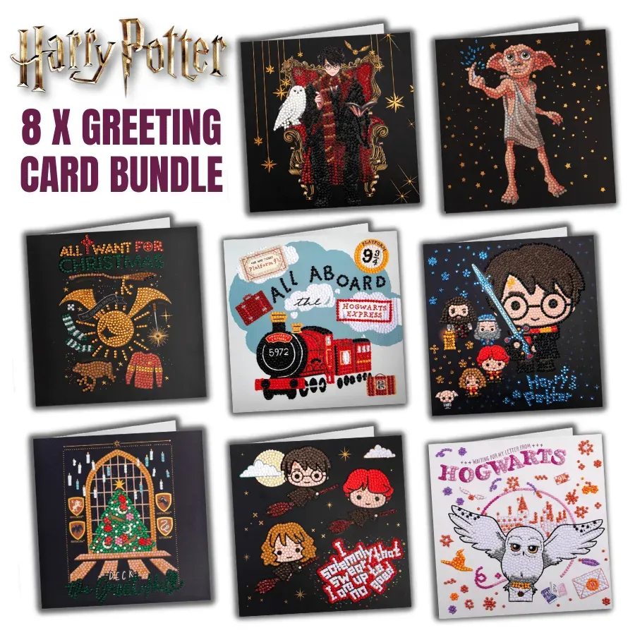 Craft Buddy Crystal Art Harry Potter wenskaarten 18x18cm set 8 stuks