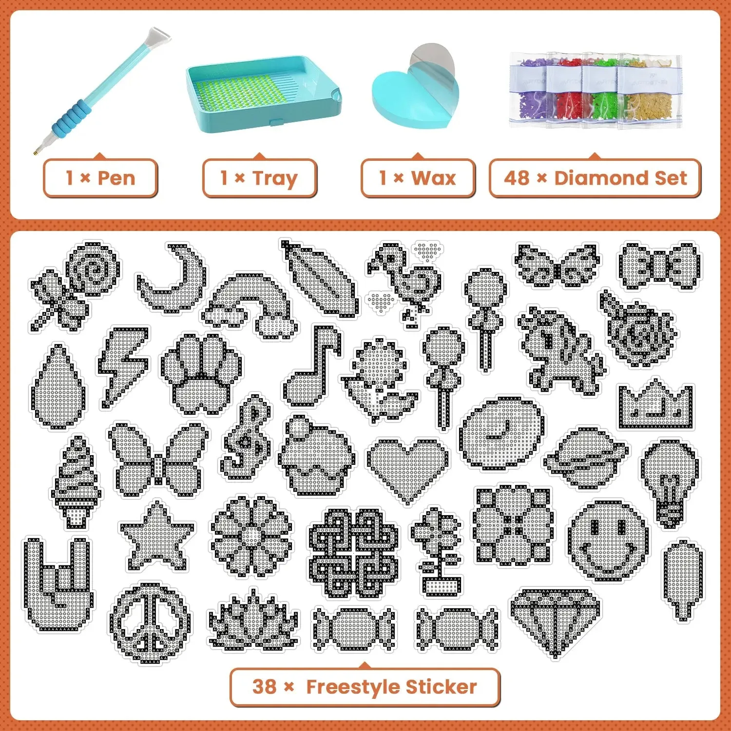 ARTDOT Freestyle Diamond Painting Stickers 38 Stuks DIY Voordeel