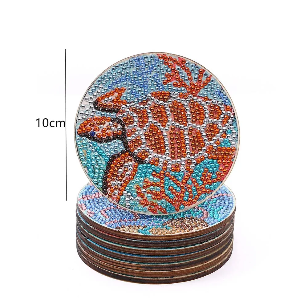 Figured'Art Zee Dieren diamond painting onderzetters 10x10cm 8 stuks