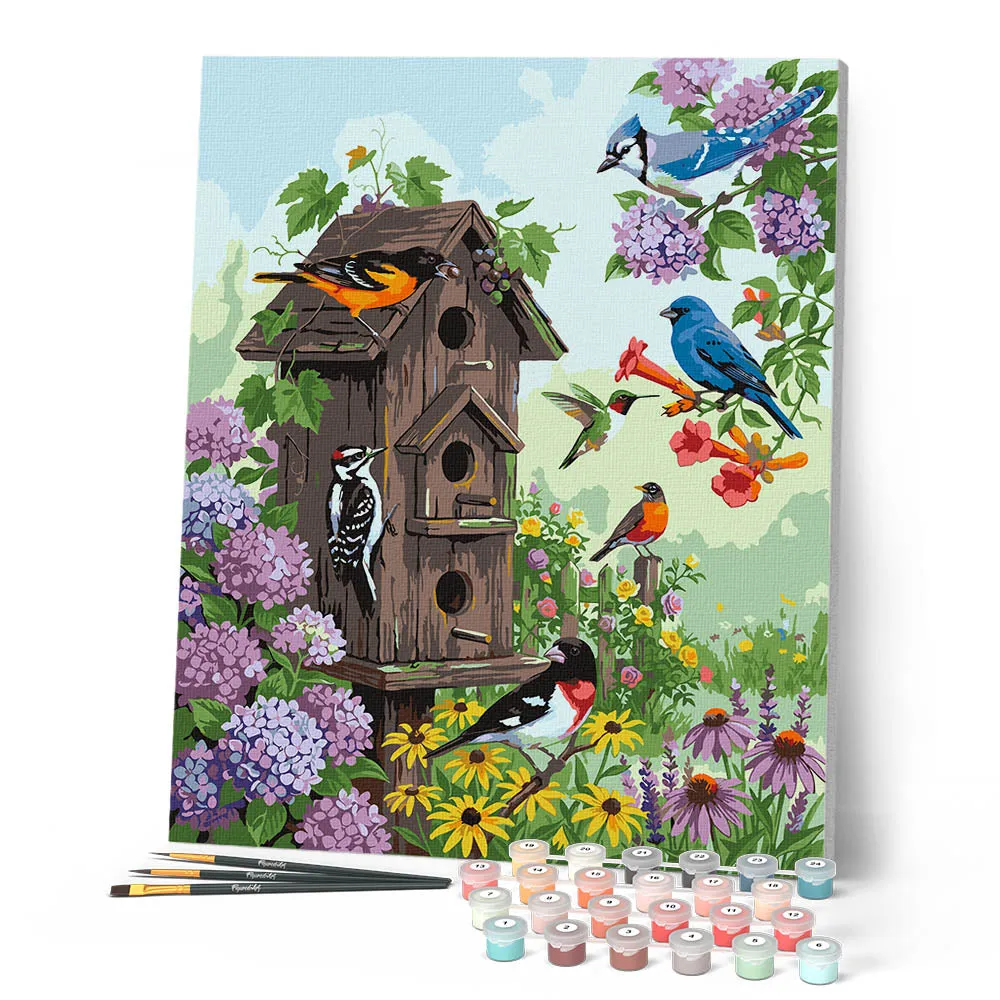 Figured'Art Vogelhuisjestuin schilderen op nummer 40x50cm gevorderd