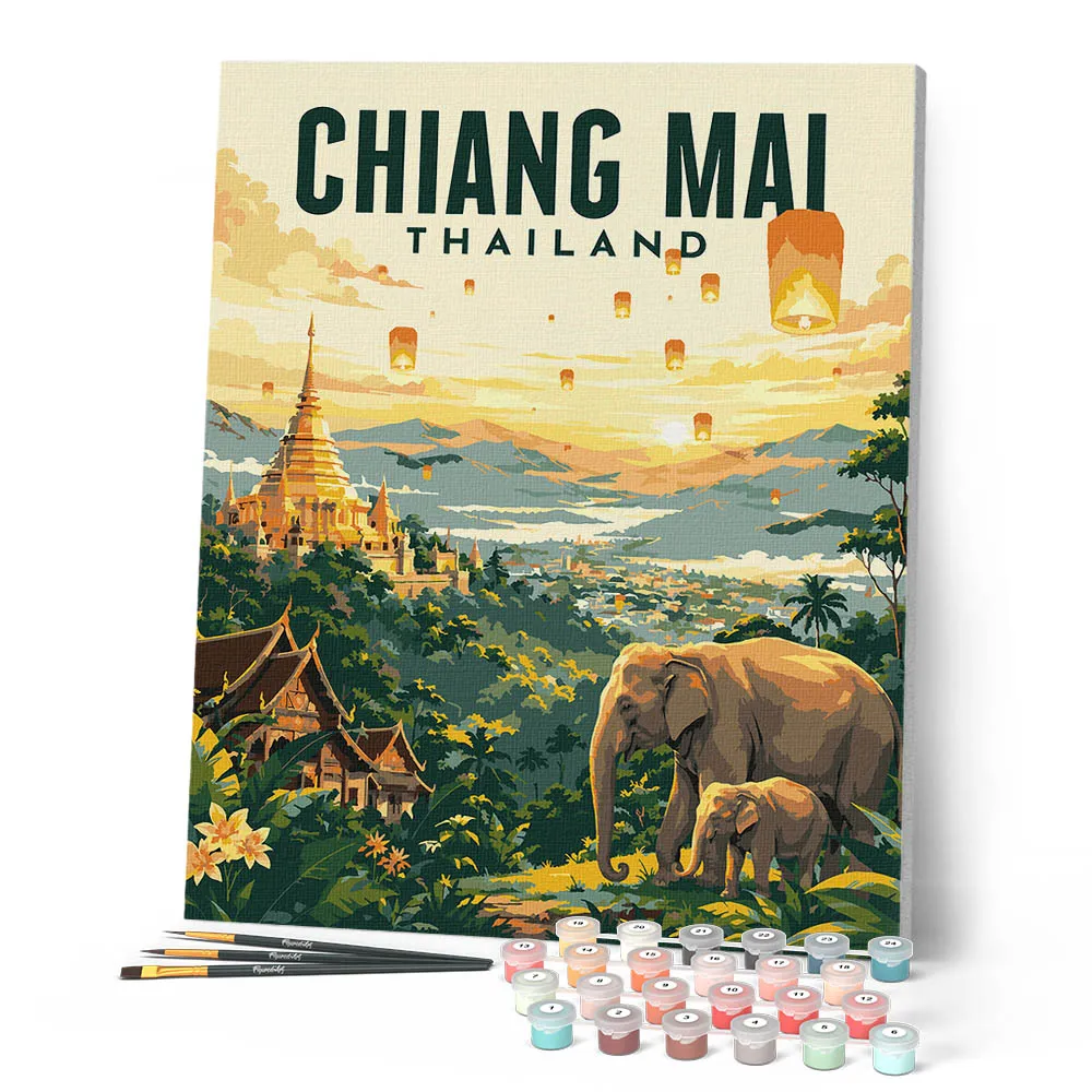 Figured'Art Reisposter Chiang Mai schilderen op nummer 40x50 reizen