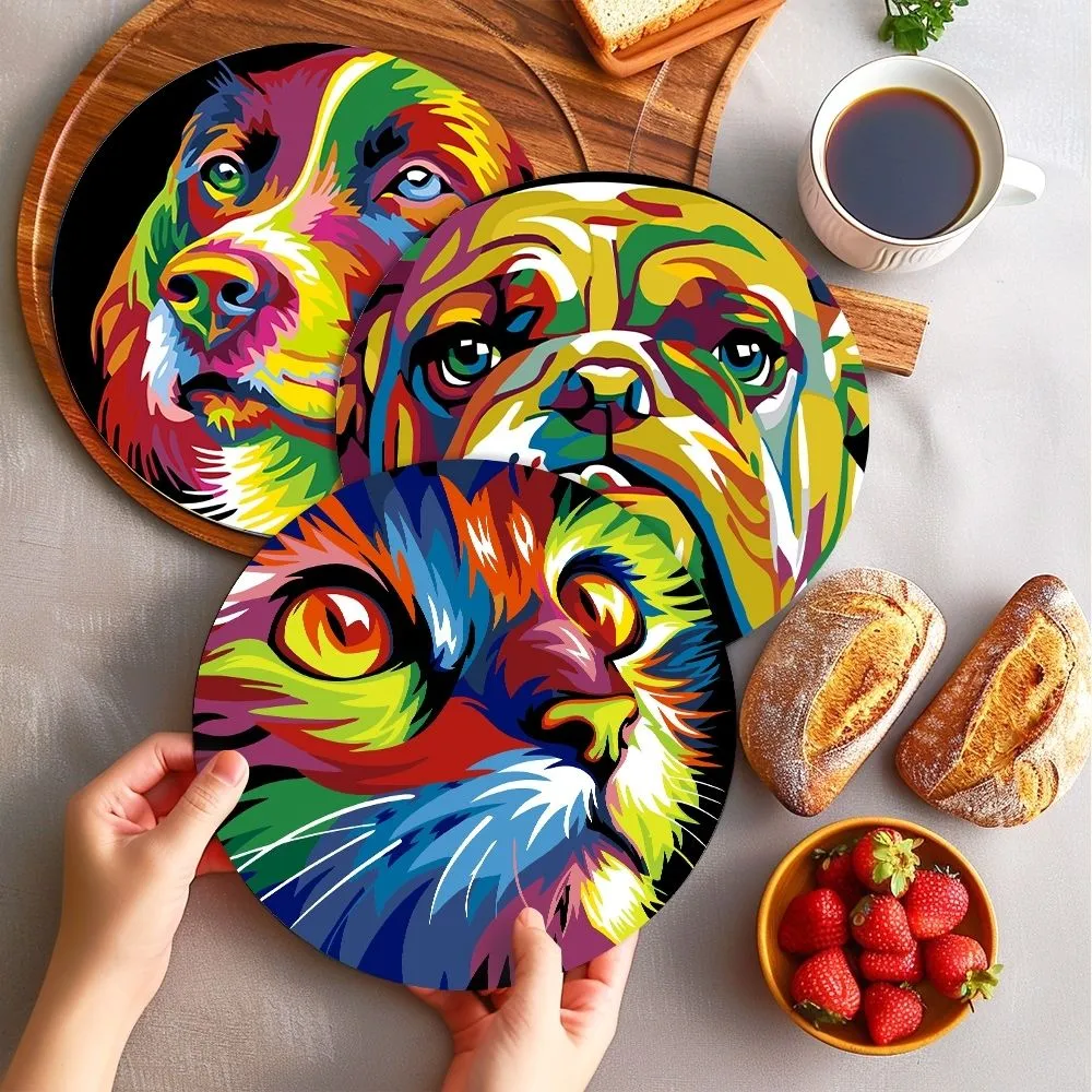 Figured'Art Dieren Pop Art placemats schilderen 20 cm 6 stuks