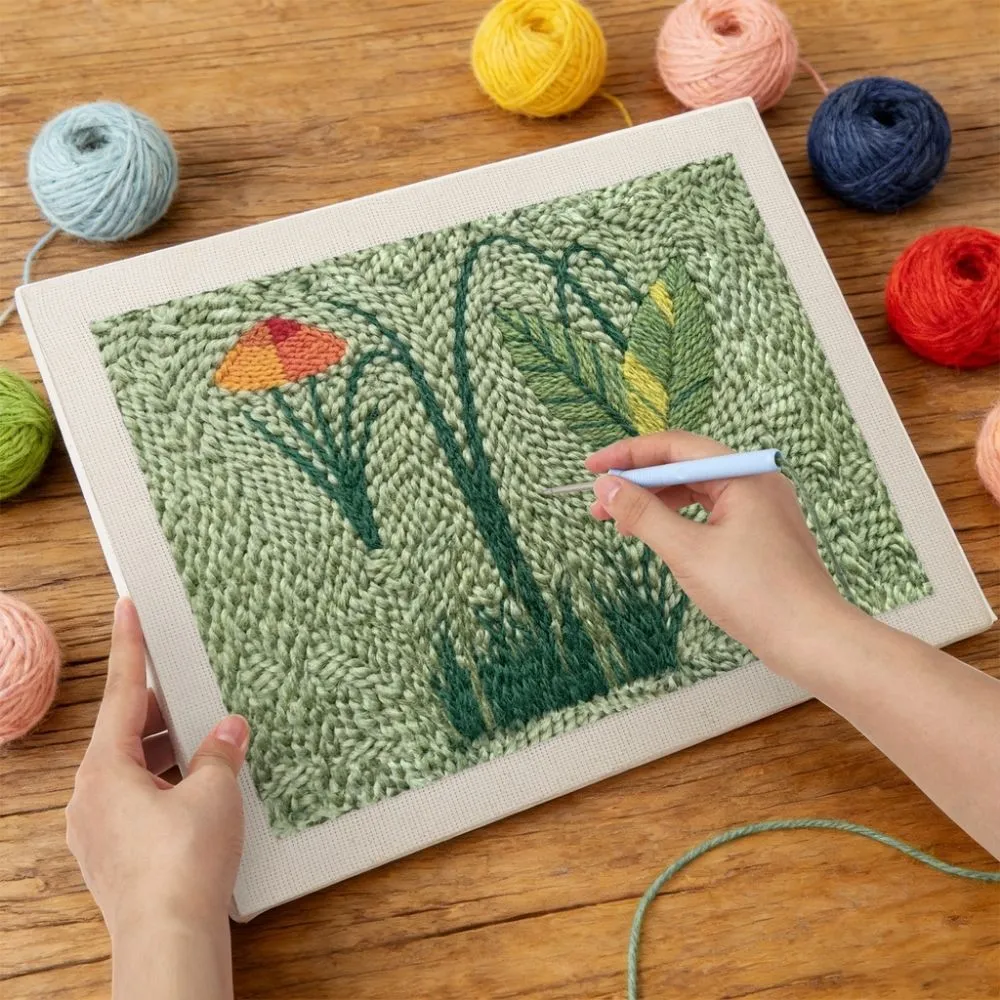 Figured'Art Wilde Weide punch needle pakket met frame 20x30cm